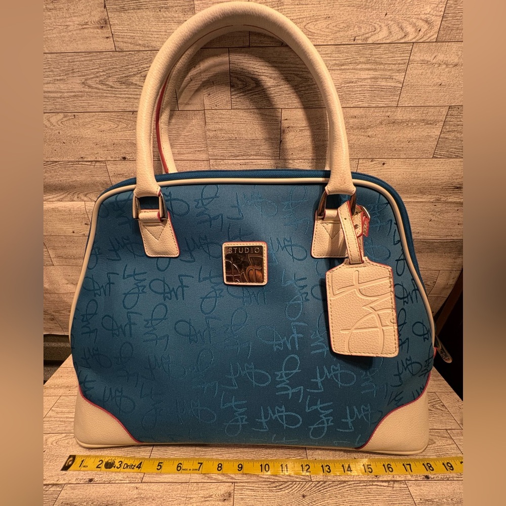 Studio Blue and Cream Satchel